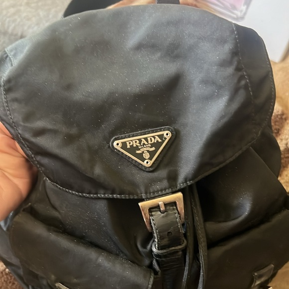Nylon PRADA backpack with leather trim silver hardware used condition - Picture 3 of 9